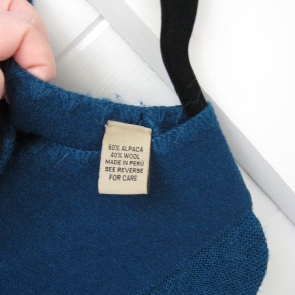 Teal Made in Peru Alpaca and Wool Sweater Jacket - Picture 4 of 5
